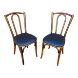 2 Chaises de restaurant bois courbé simili cuir vintage French bistro