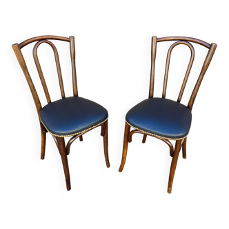 2 Restaurant chairs bent wood imitation vintage leather French bistro