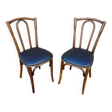 2 Restaurant chairs bent wood imitation vintage leather French bistro