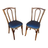 2 Restaurant chairs bent wood imitation vintage leather French bistro