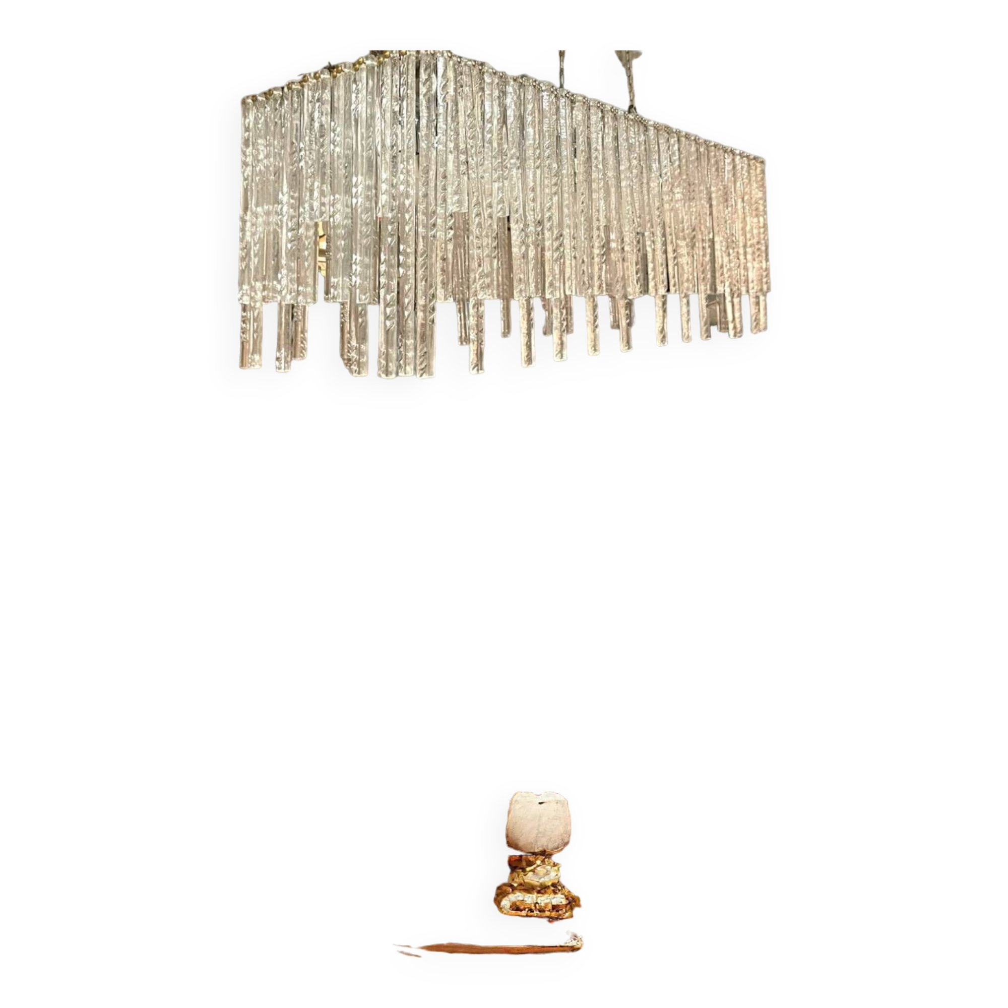 Large Rectangular Murano Glass Rod Chandelier 1980’s