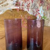 Water glasses, purple bubbled glass, Biot region