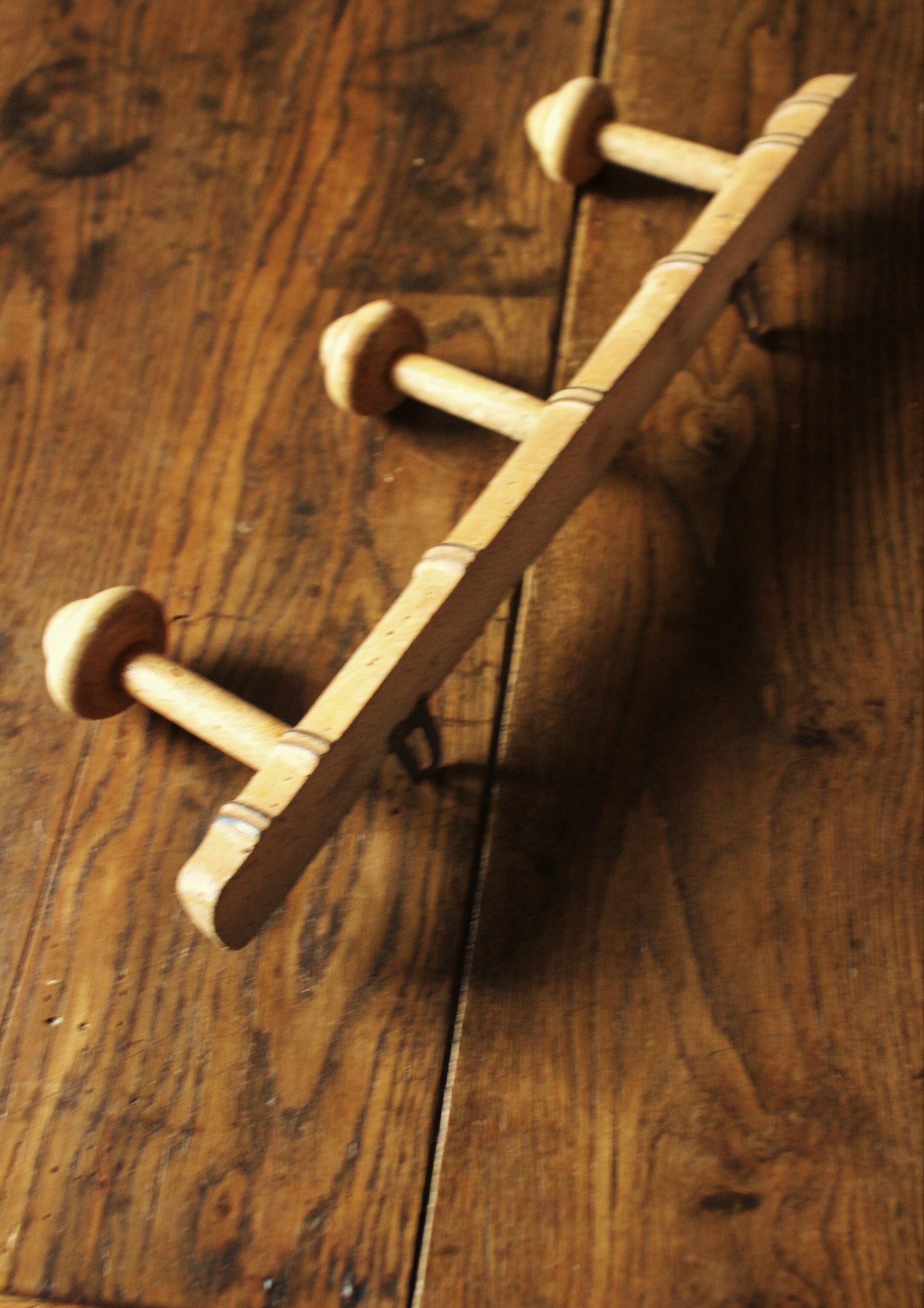 Coat rack Vintage wood bamboo three hooks