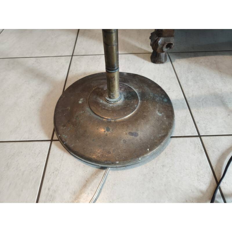 Brass floor lamp with glass shade