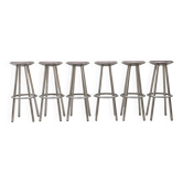 Set of 6 aluminum and wood bar stools in the Amat-3 style for Knoll, vintage 1990