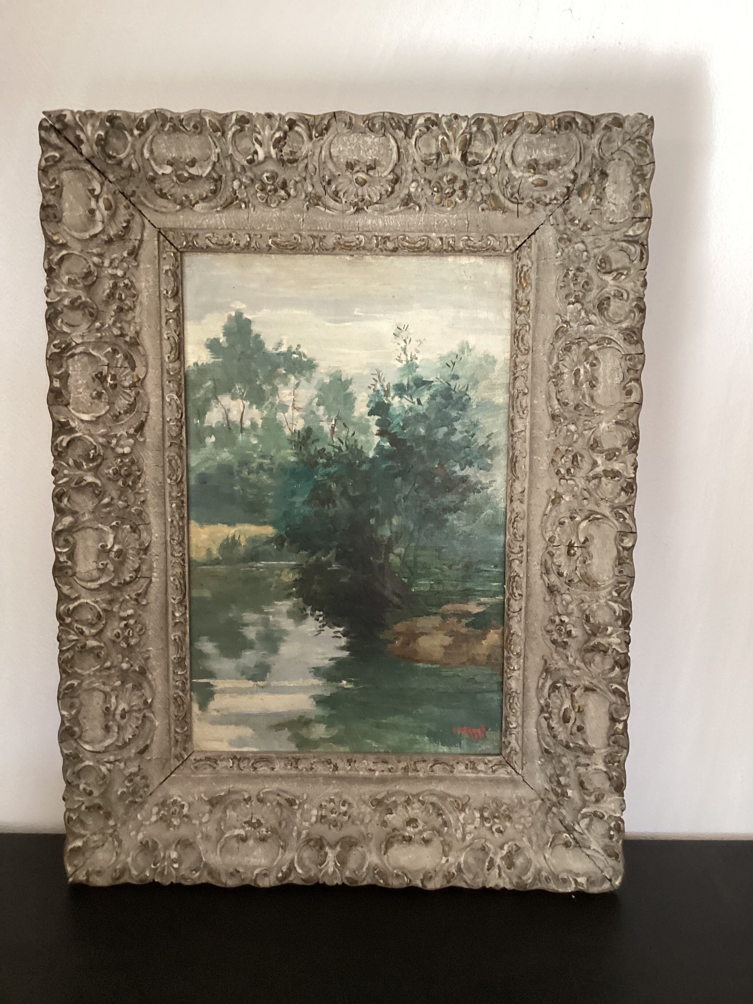 Ancien tableau signé -J.Gerard- Huile sur toile cadrée dimension : H-46 ...