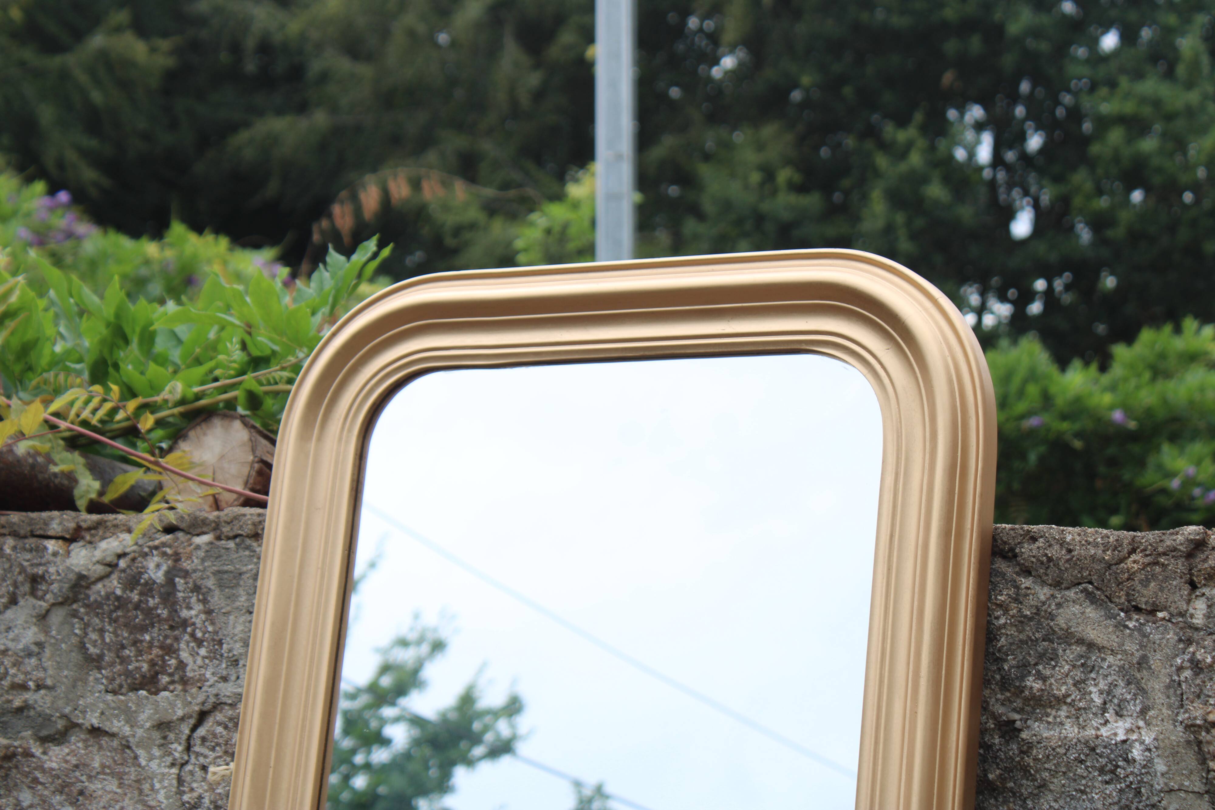 Vintage champagne gold wooden mirror – Louis-Philippe style – 86 × 62 cm