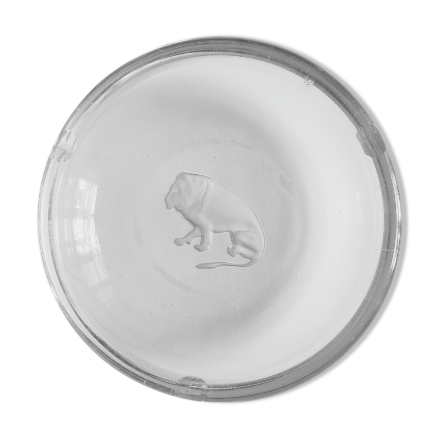 Crystal lion ashtray Val Saint Lambert