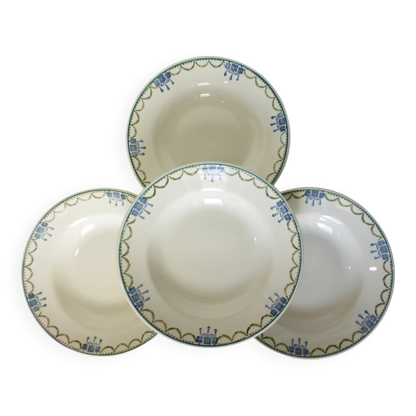 4 assiettes creuses vintage de St Amand 220628