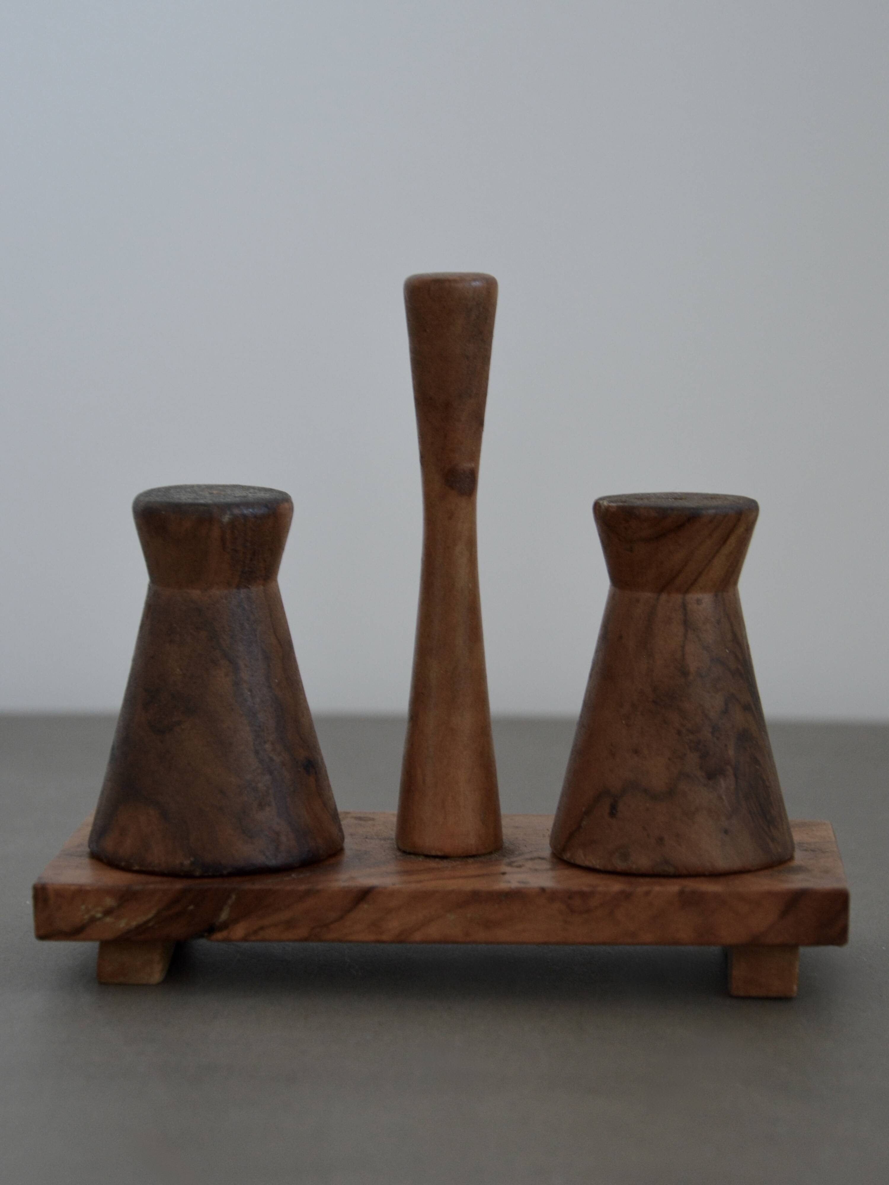 Vintage Wooden Salt and Pepper Shaker Scandinavian / Brutalist / Mid Century Design