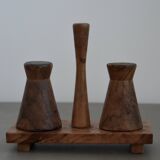 Vintage Wooden Salt and Pepper Shaker Scandinavian / Brutalist / Mid Century Design