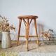 Rattan stool - round painted top in Klein blue