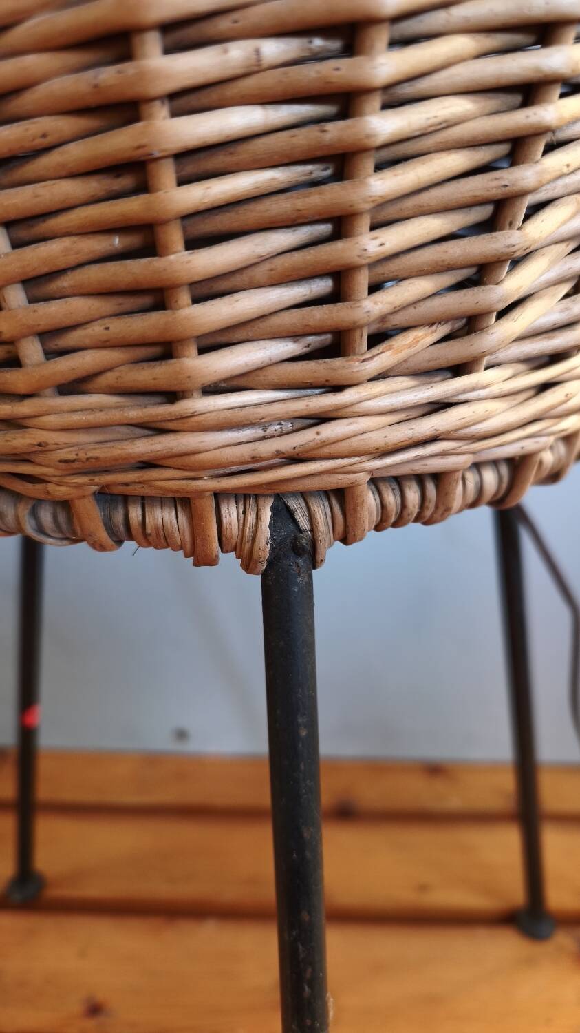 Lampadaire vintage - rotin et bambou - années 1950