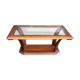 Table basse vintage en bois massif et verre