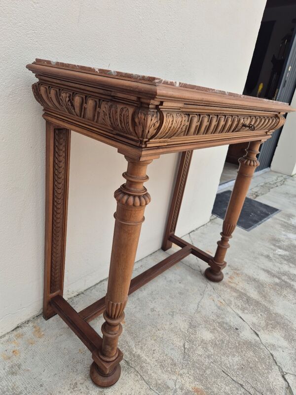 Table d'entrée console style Henri II d'époque 19éme en noyer massif