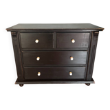 Commode vintage noir en pin peinte à la main