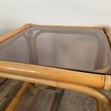 Duo of vintage rattan coffee tables from the 60s-70s