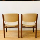 Set of 4 vintage chairs in teak and wool