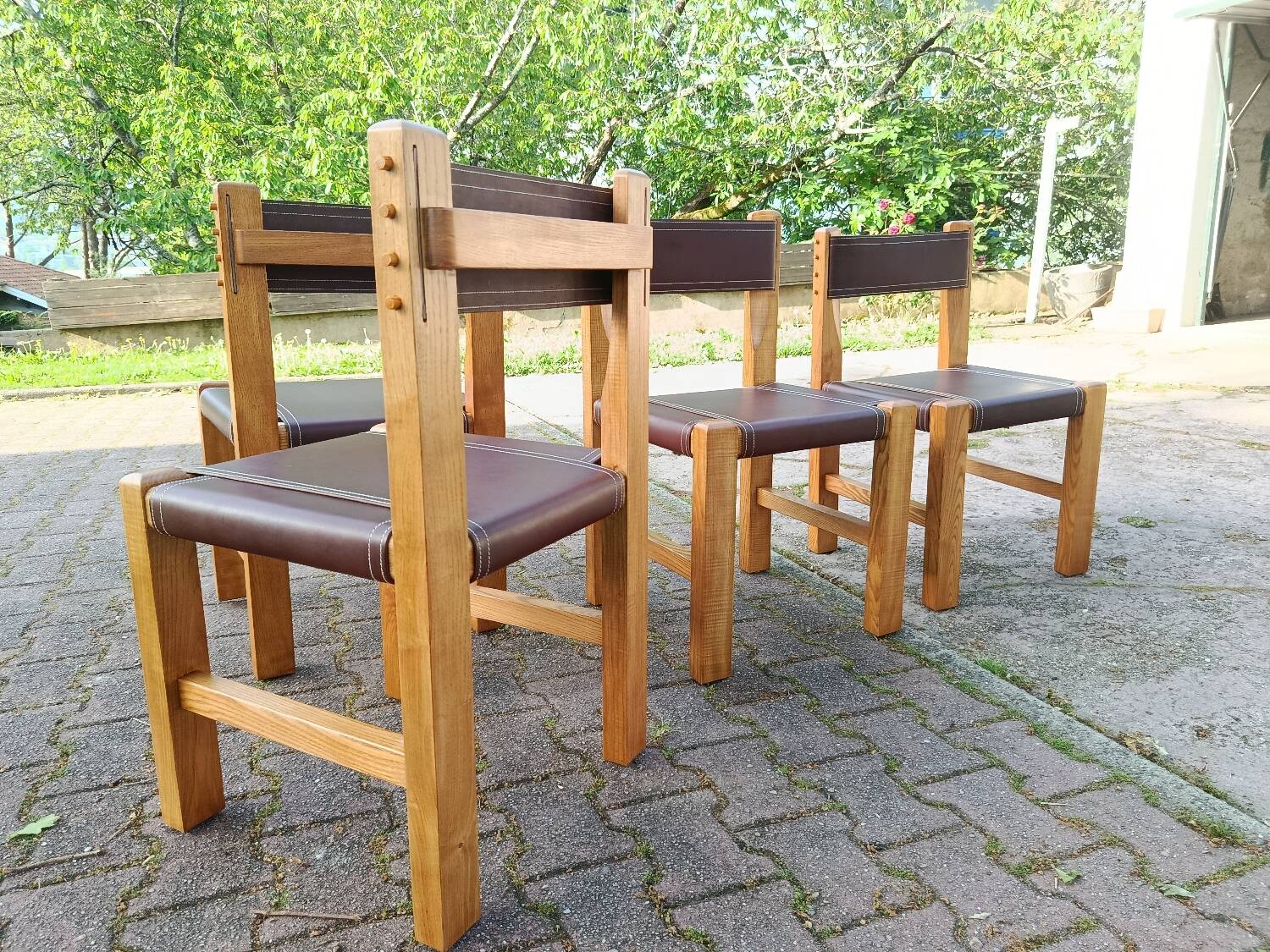 4 brutalist chairs by Pierre Chapo