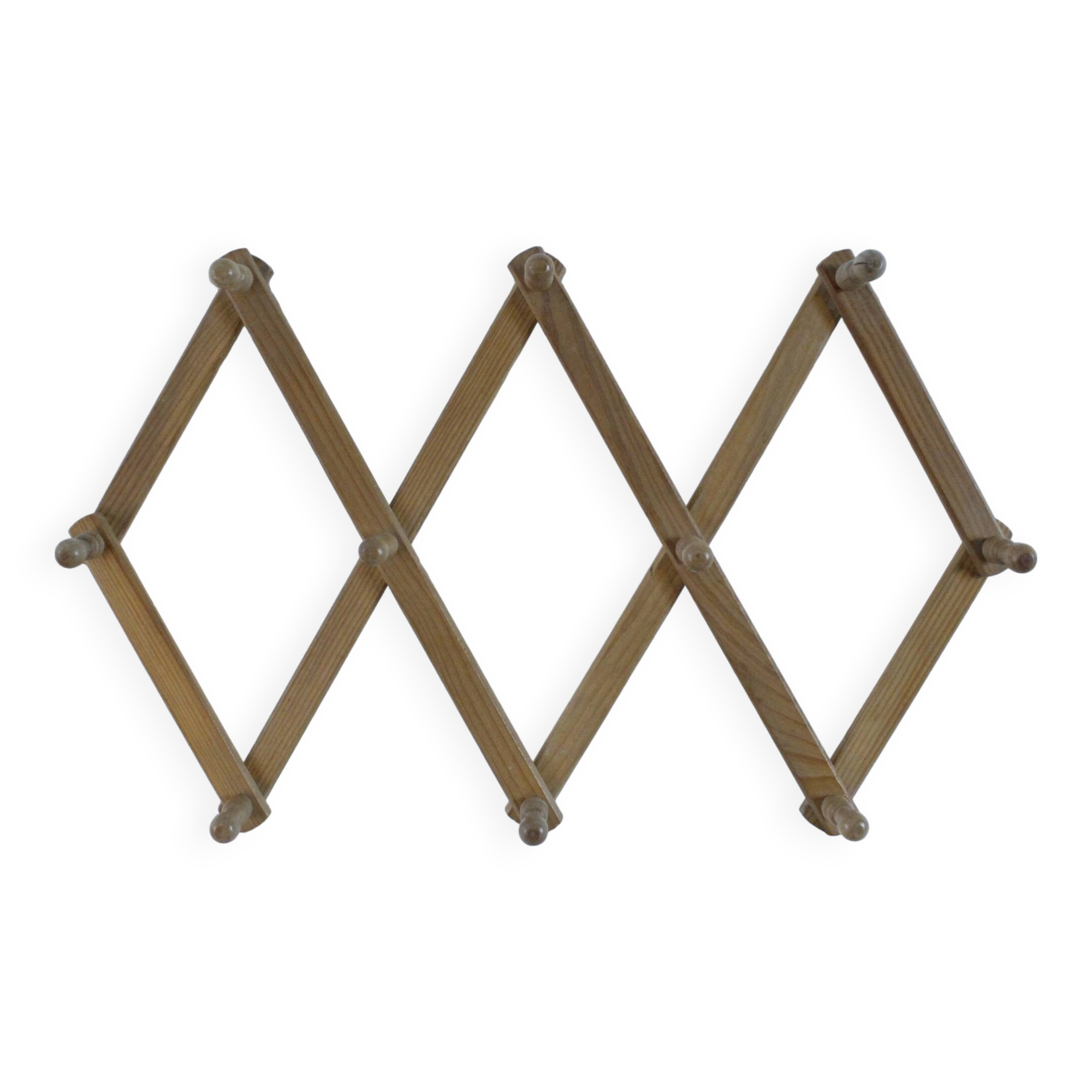 Vintage pine accordion coat rack