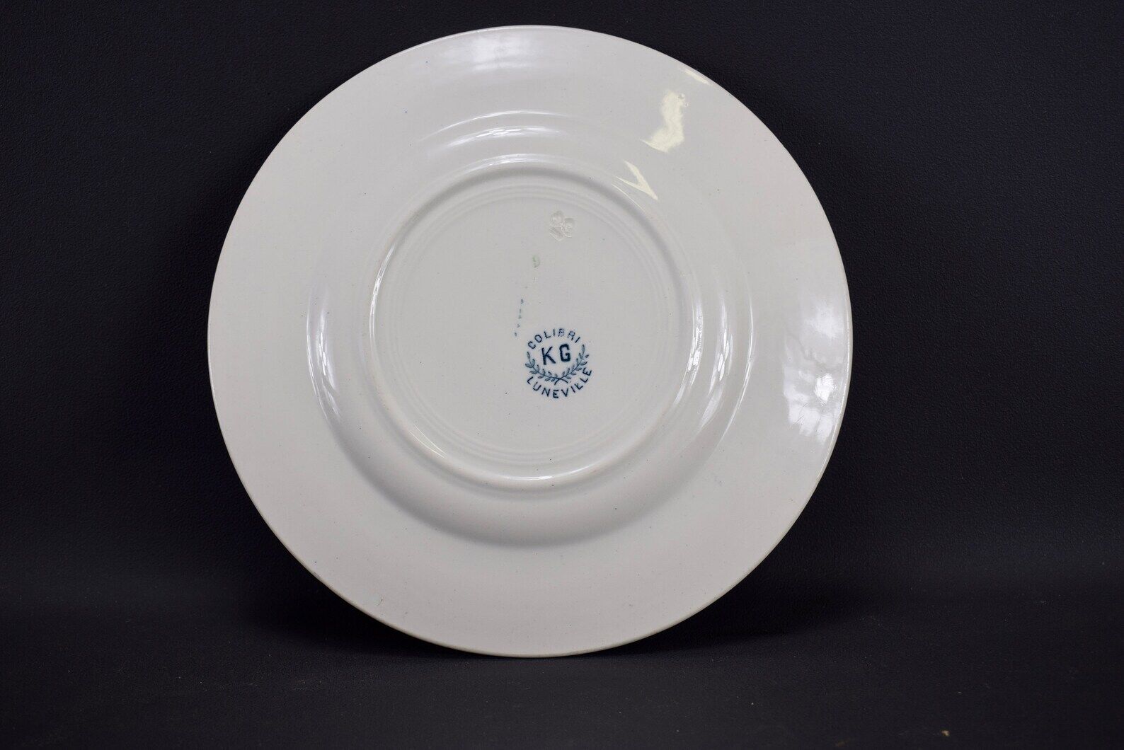 Plate colibri luneville in faience white and blue