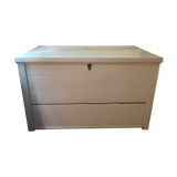 Malle coffre ancien en bois repeint