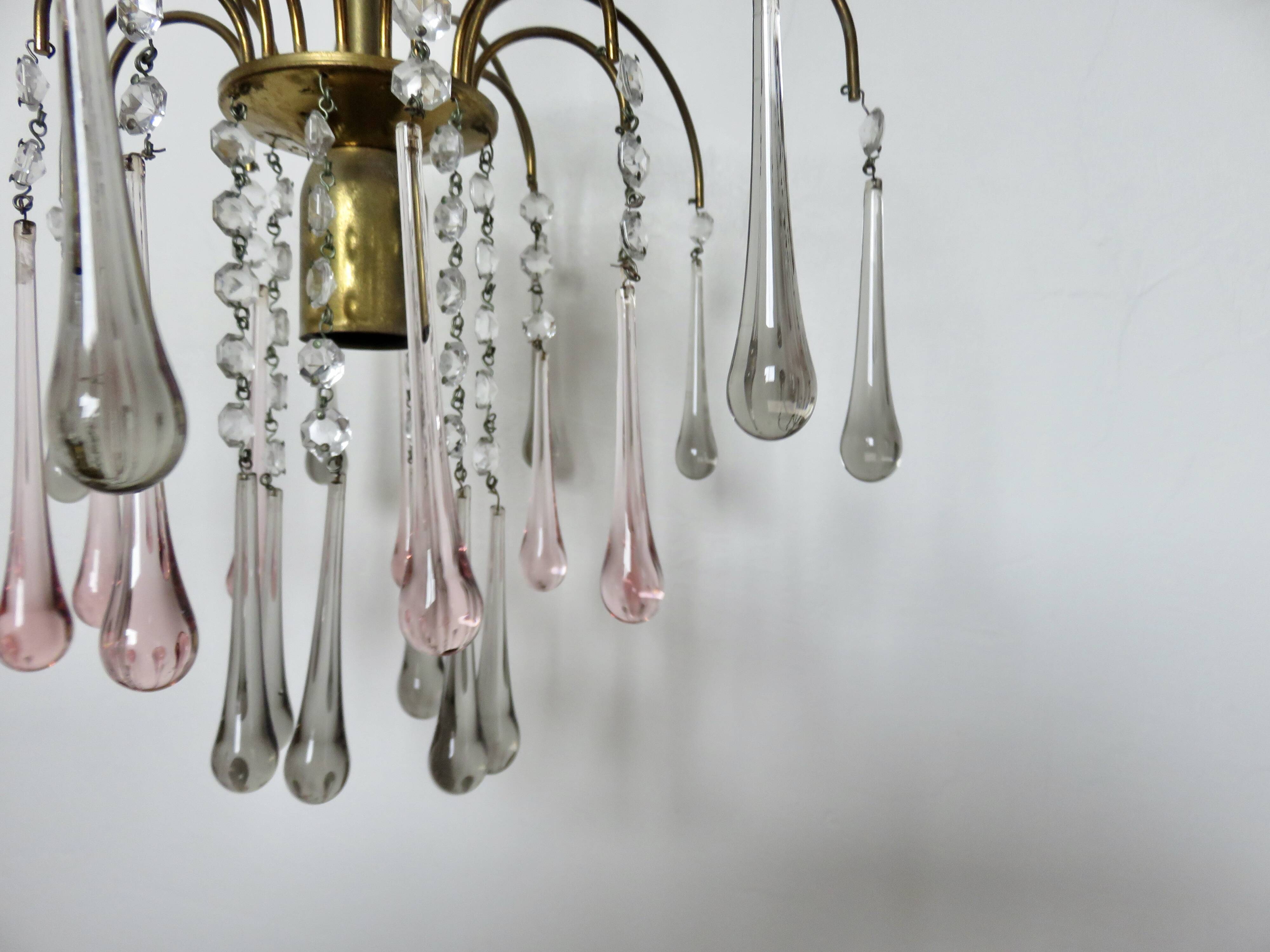 Crystal chandelier "water drop" in Murano glass, Italy