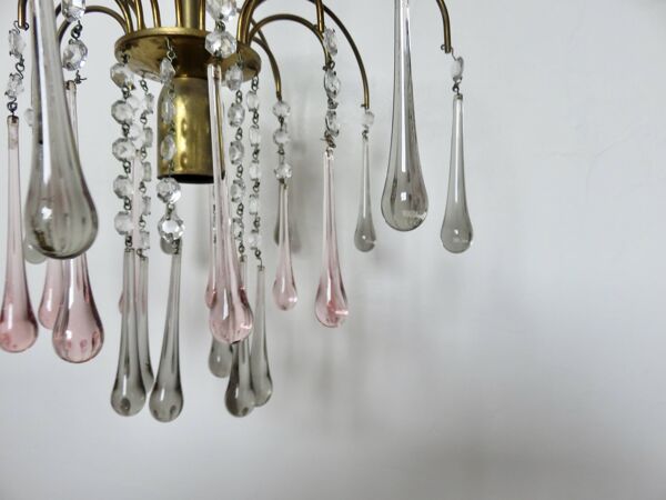 Lustre à pampilles ''goutte d'eau'' en verre de Murano, Italie