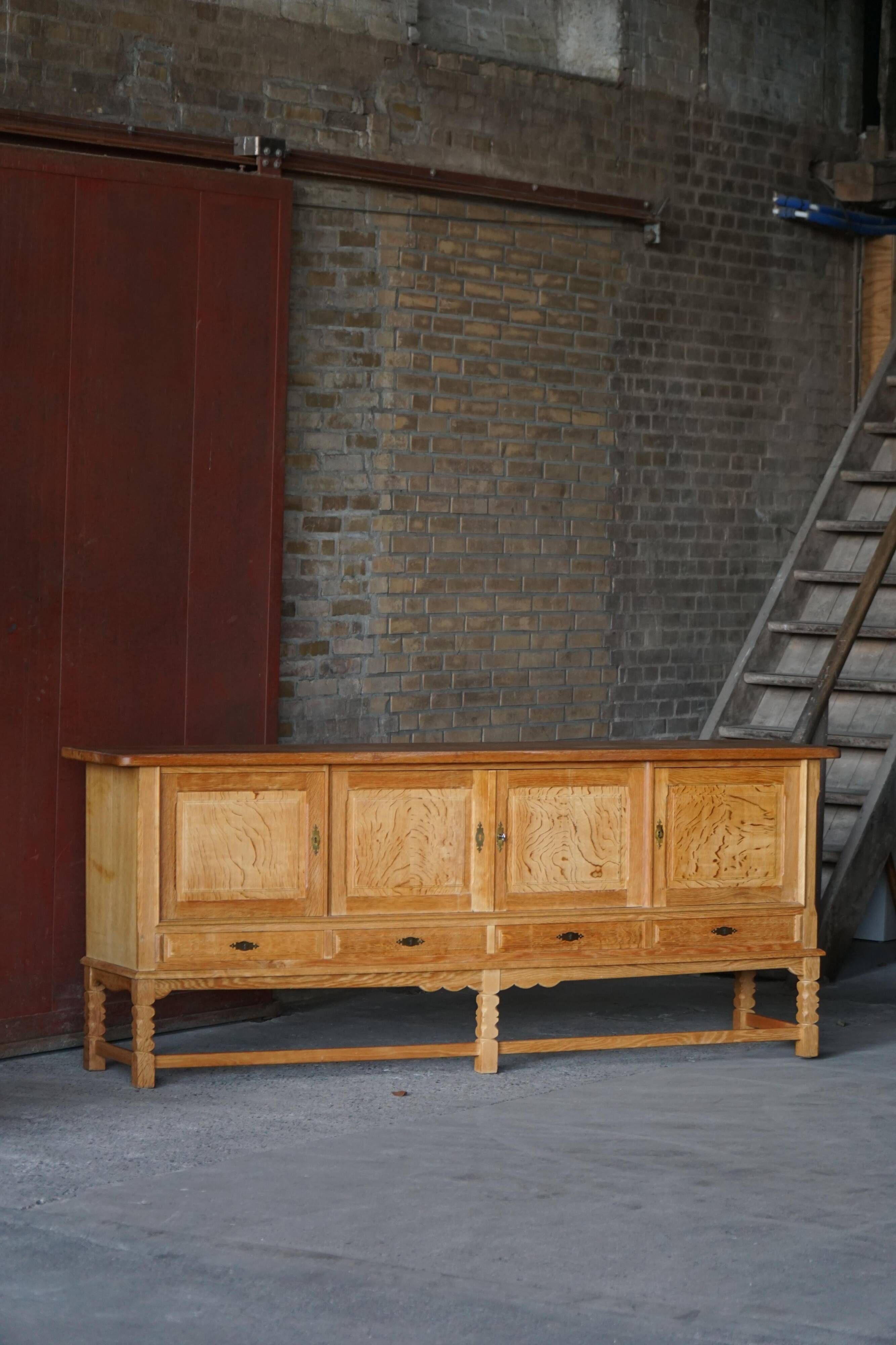 Henning Kjærnulf, mid-century Danish brutalist enfilade in oak, 1960s.
