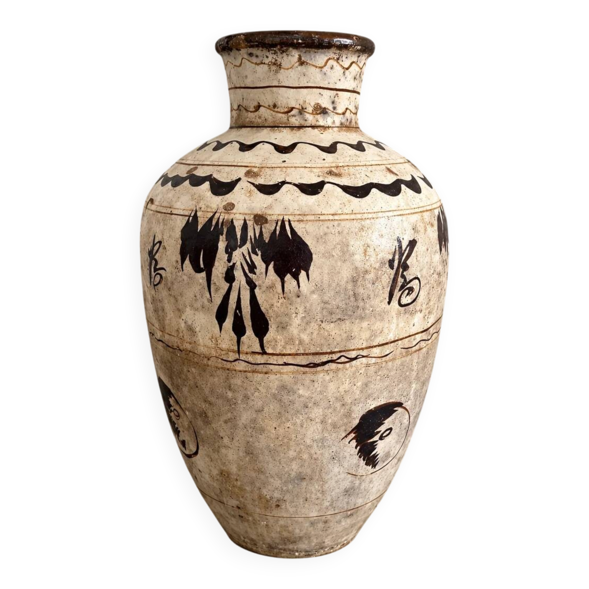 Chinese Cizhou earthenware wine pot from the Ming or Yuan dynasty