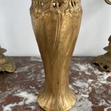Antique, Gallia vase, Art Nouveau, French goldsmith Christofle, stamped, décor 4780, gilded