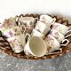 Antique flowered porcelain cups mismatched