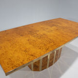Mid-century modern dining table, Ash Burl, Italy