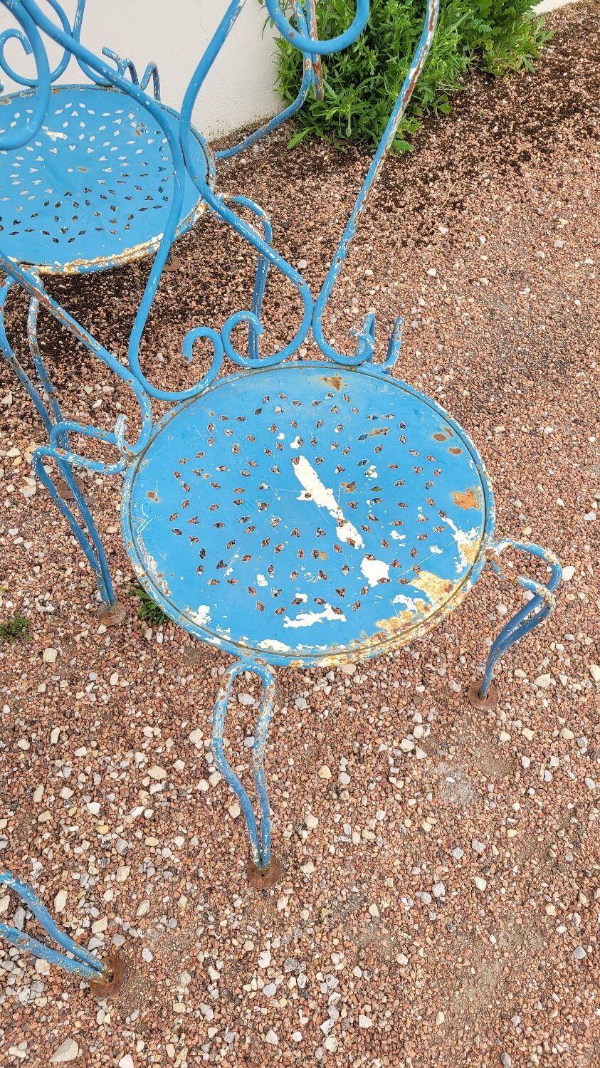 Old wrought iron garden furniture