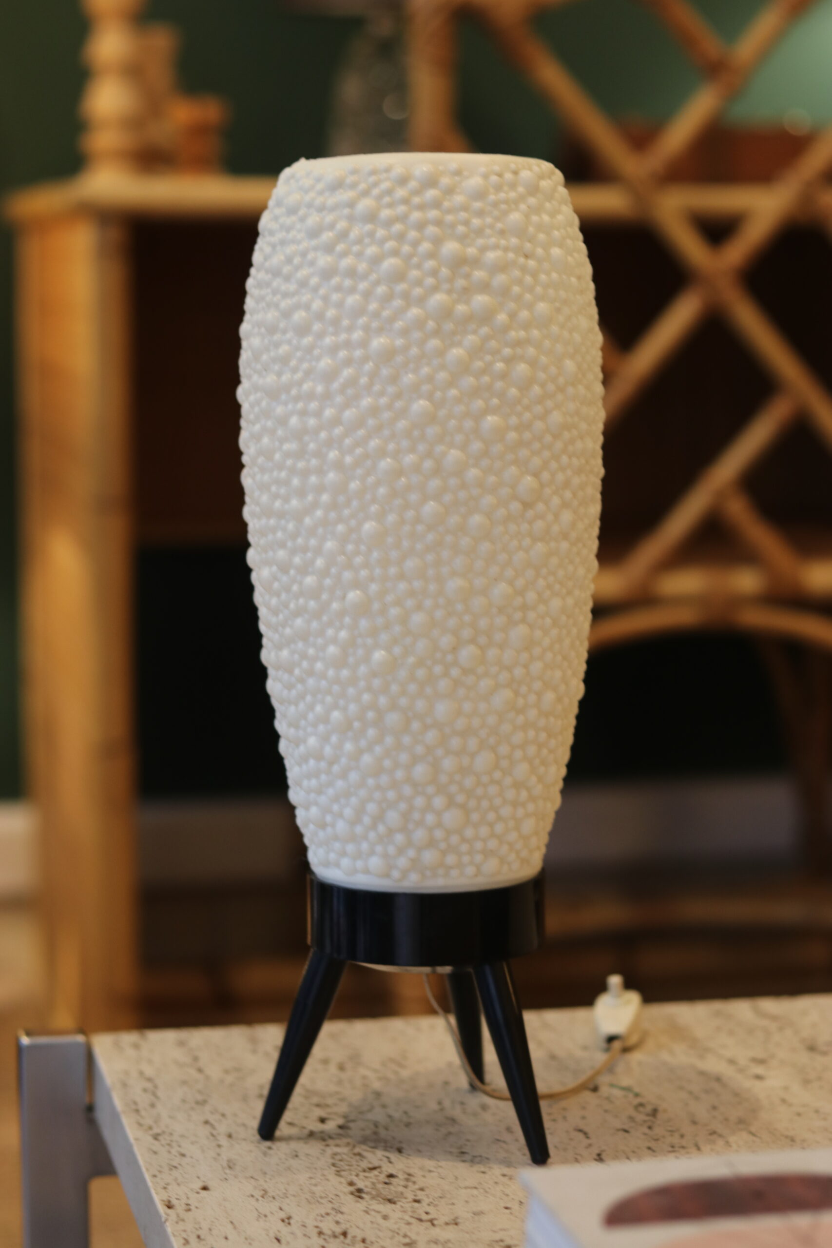 Mid-century textured plastic lamp, 1950s–60s.