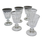 6 Anciens Verres à Pied en Cristal de Style Caton H11 cm
