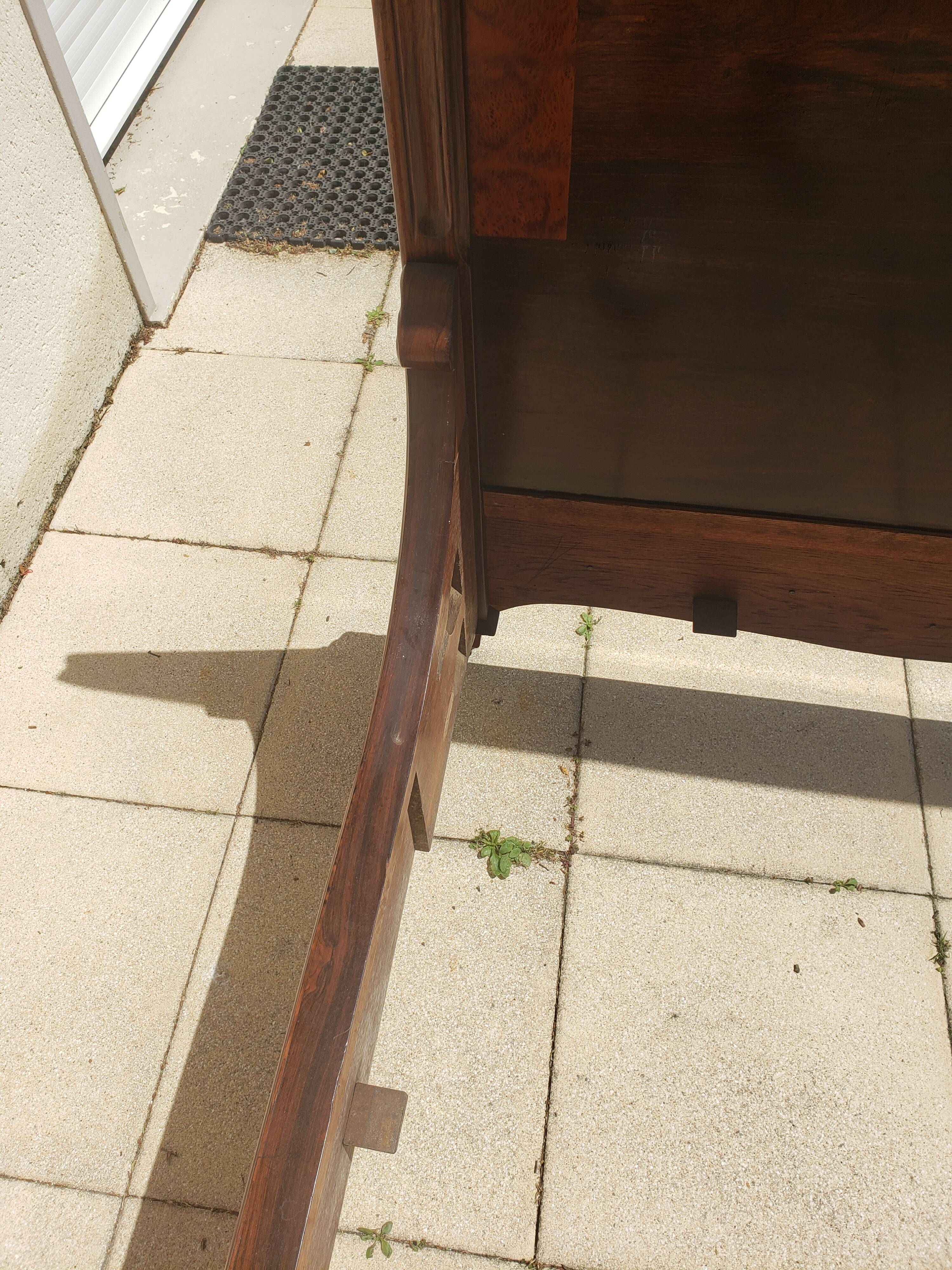 Solid walnut bed with very old walnut burl.