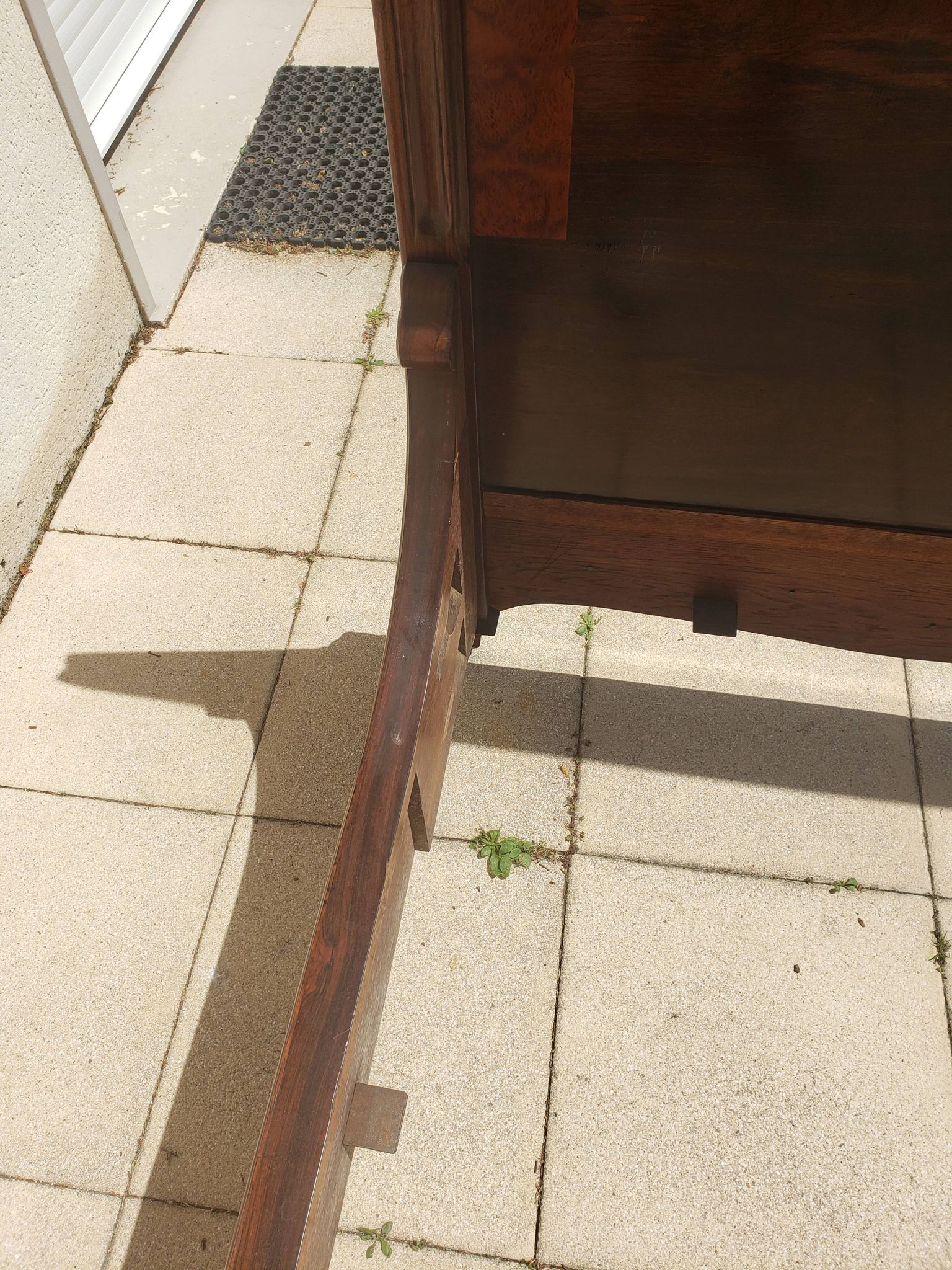 Solid walnut bed with very old walnut burl.