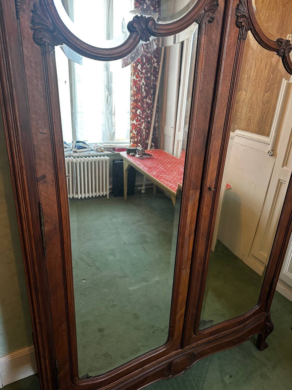 Carved walnut wardrobe – late 19th century Louis XV style