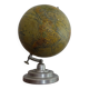 Terrestrial globe boiled cardboard J.Forest Girard Barrère & Thomas Ø 19.5 aluminum base