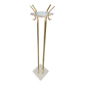 Italian Carrara Marble and Brass Freestanding Coat Rack, 1960s