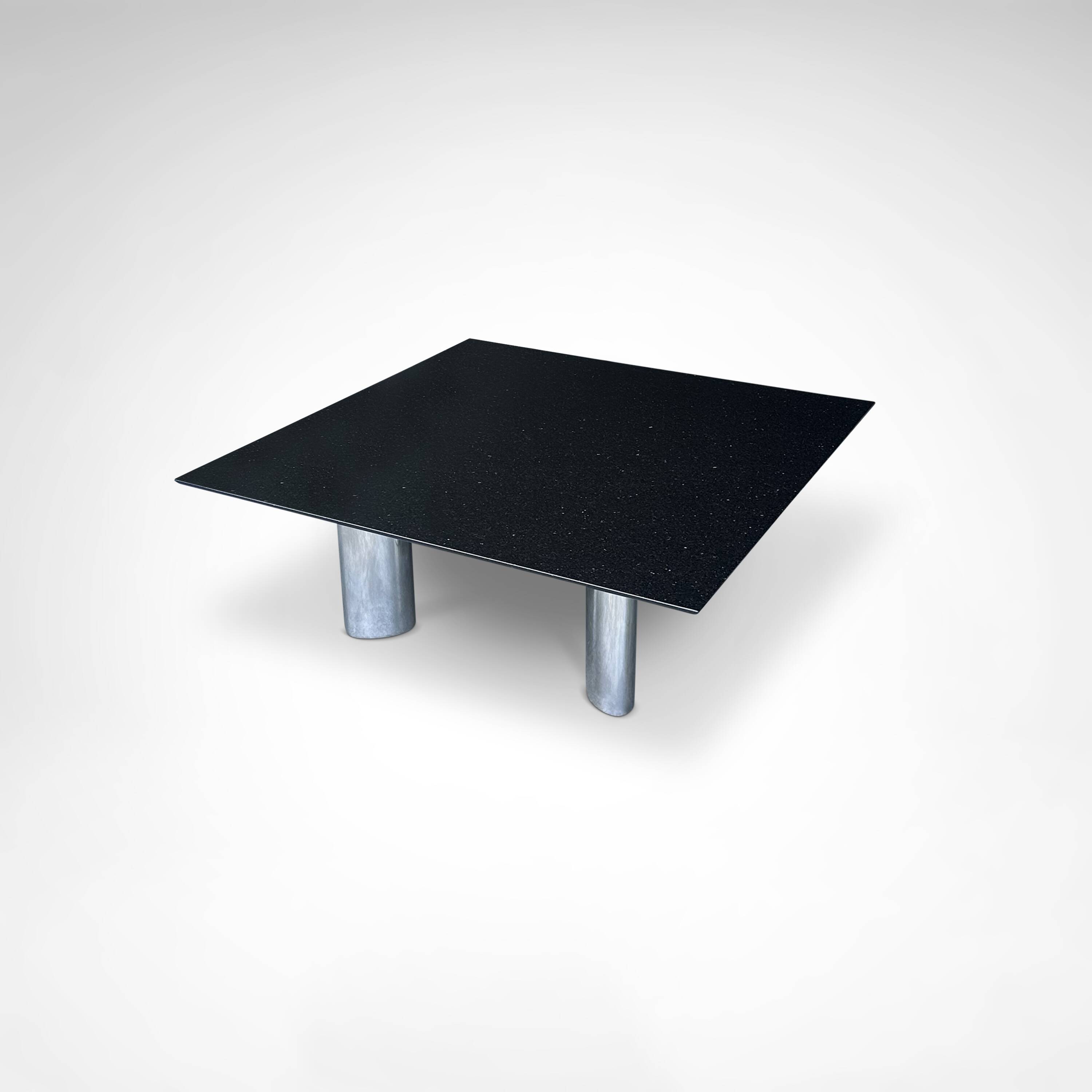 Star Galaxy granite and brushed metal postmodern coffee table by Draenert