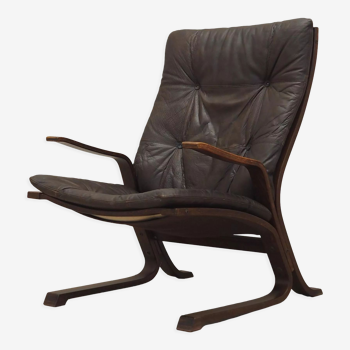Leather armchair, Scandinavian design, 1960s, made in Norway