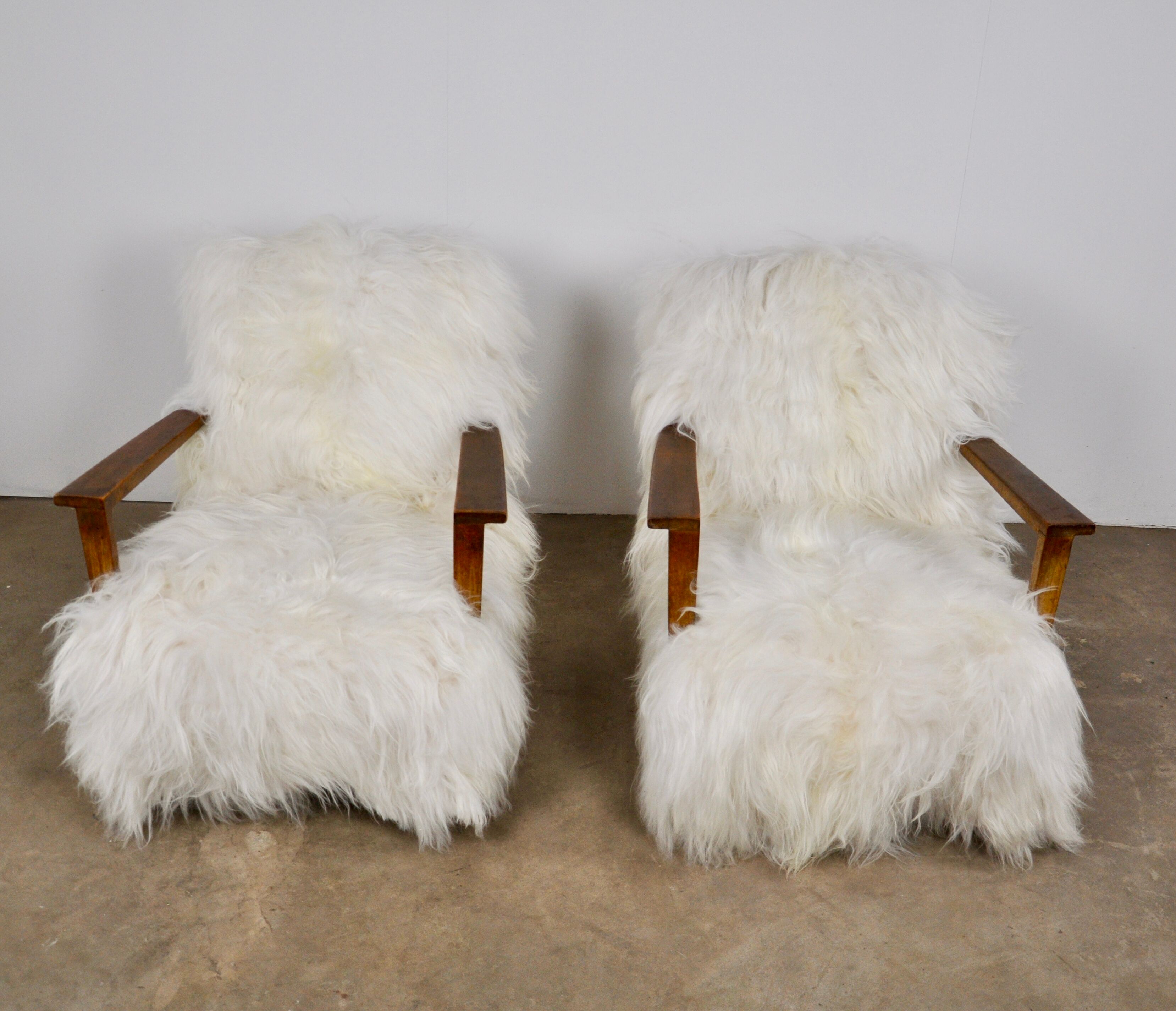 Pair of 1960s Sheepskin armchair