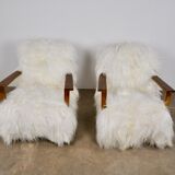 Pair of 1960s Sheepskin armchair