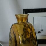 Vintage thick amber glazed glass carafe vase