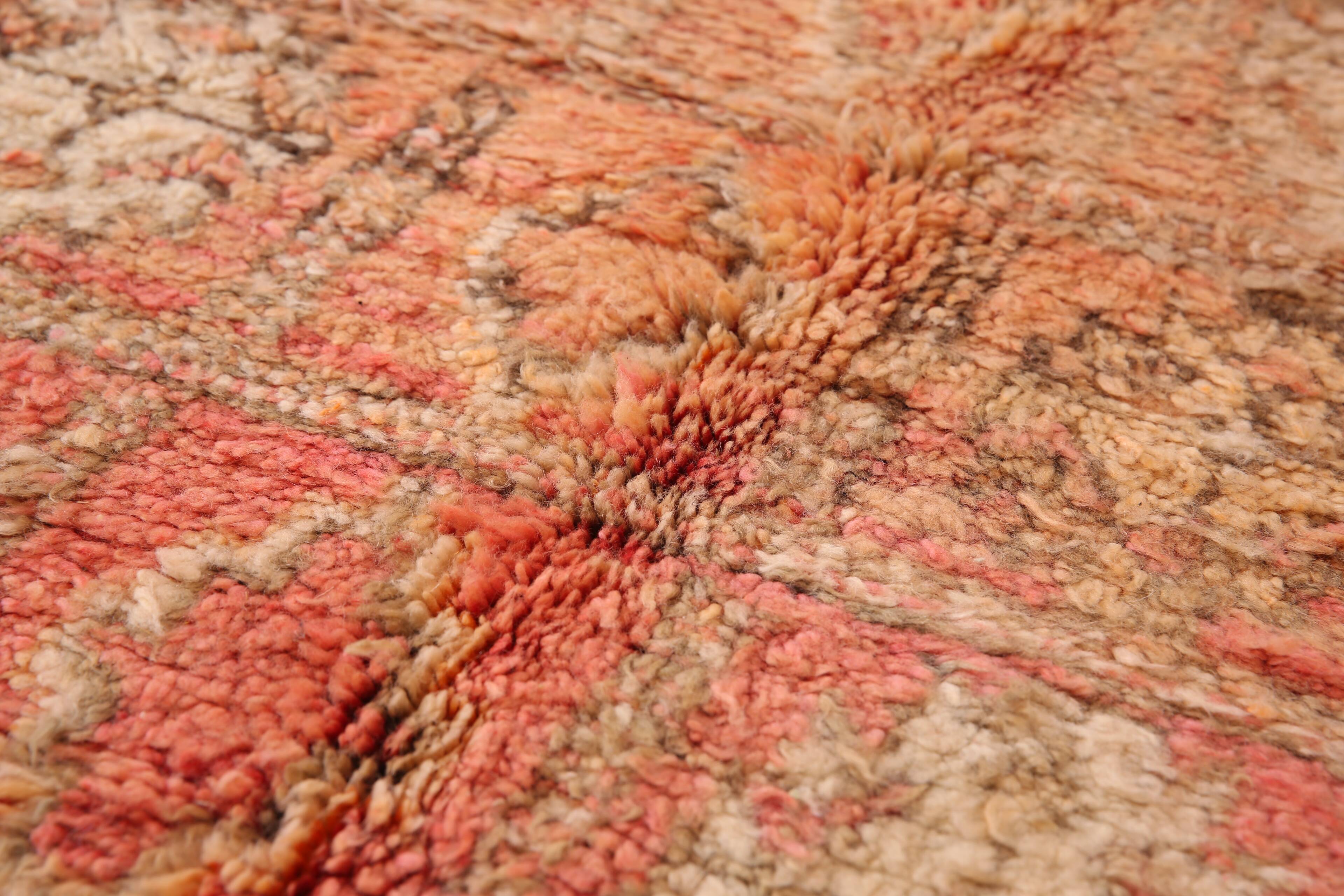 Peach Vintage Moroccan Rug 176 x 287 cm, Berber Wool Rug, Handmade Boho Rug