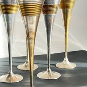 6 Flutes Champagne Laiton Argenté Vintage