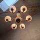 1960s Czech Mid-Century Brass and Železný Brod Frosted Glass Six-Arm Chandelier