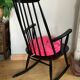 Vintage Scandinavian rocking chair in blackened wood from the 1970s